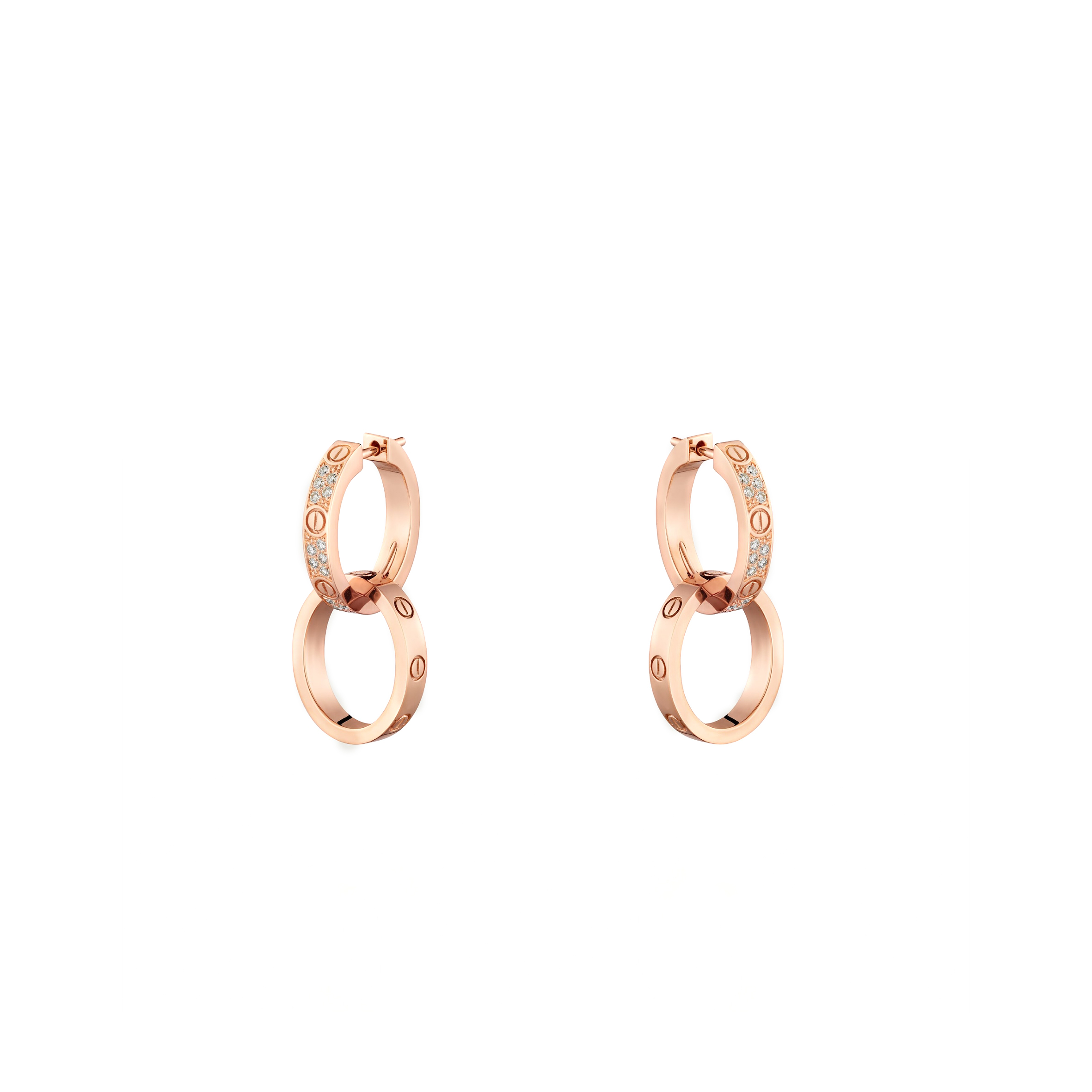Ca*t*er love rose gold earrings, transformable, semi-paved n8515240